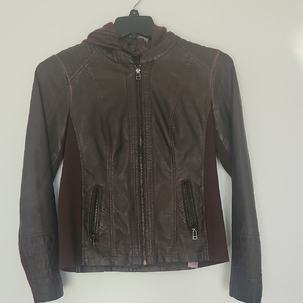 Maurices Brown Leather Jacket with Fitted Silhouette and Full Zipper